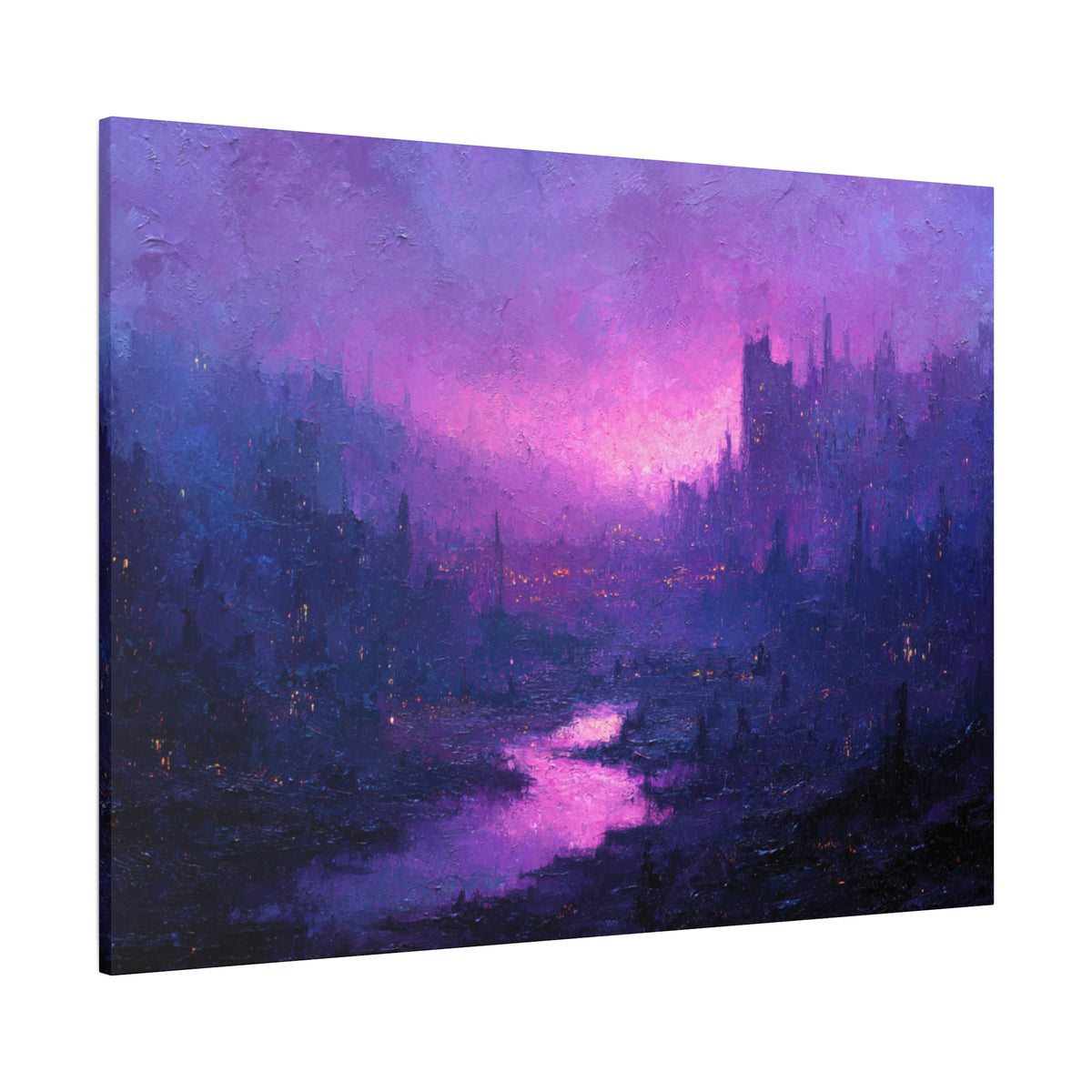 Violet City - Textured Fantasy Wall Art