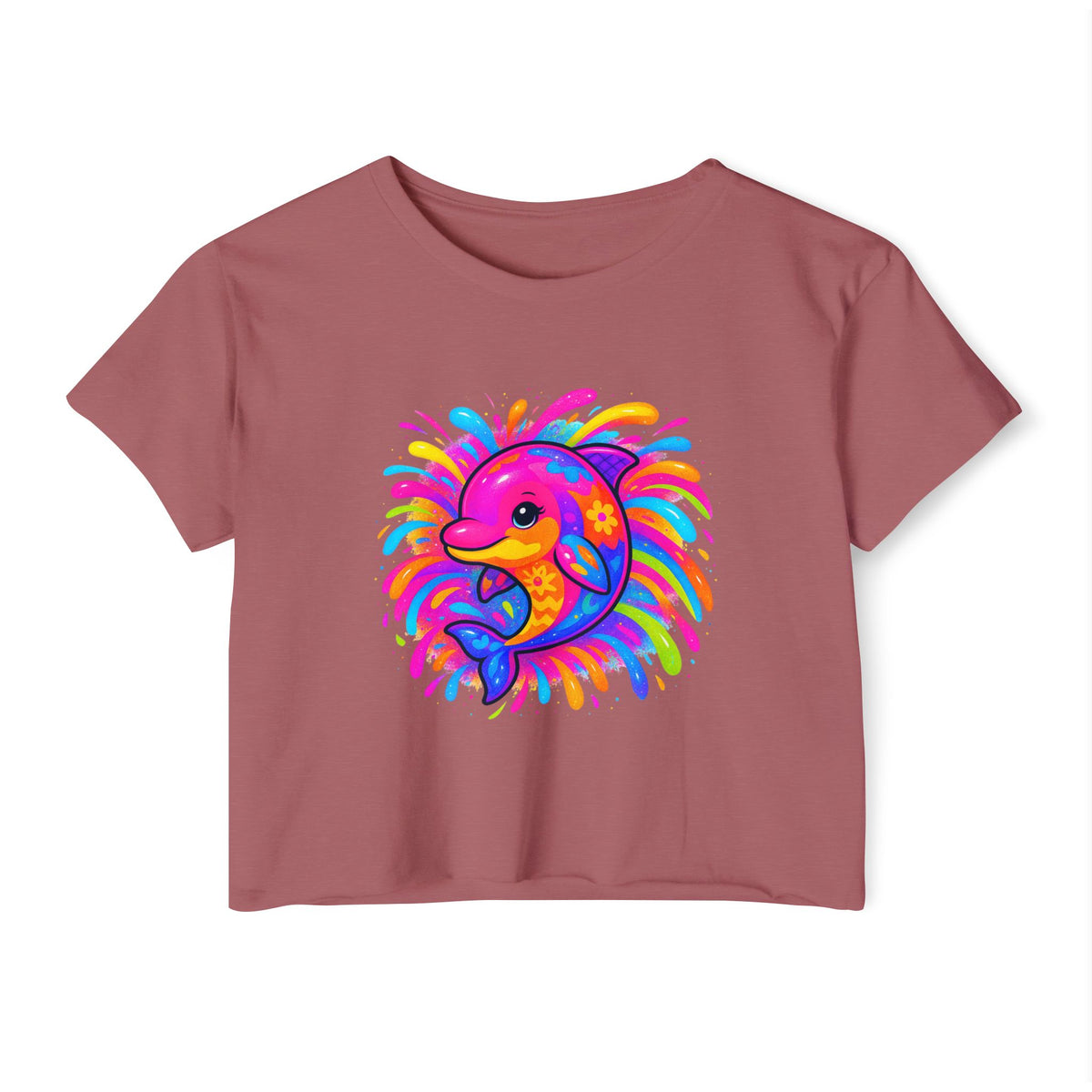Painted Dolphin Summer Crop Top Tee