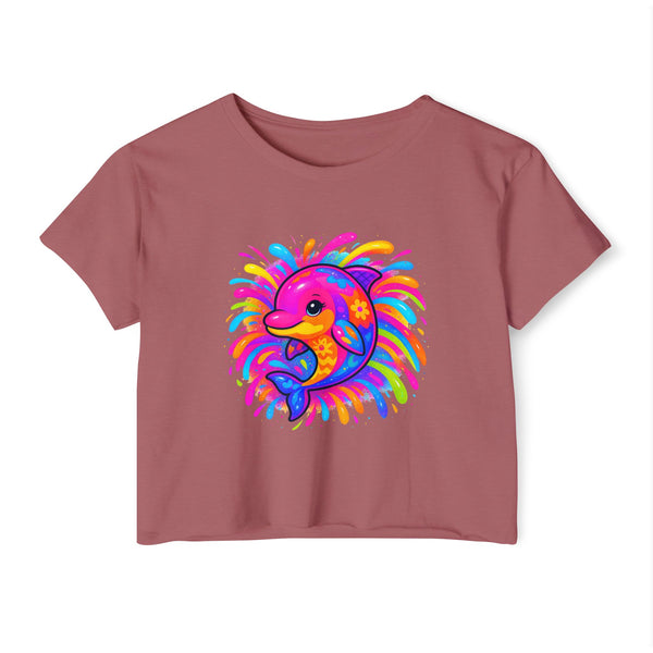 Painted Dolphin Summer Crop Top Tee