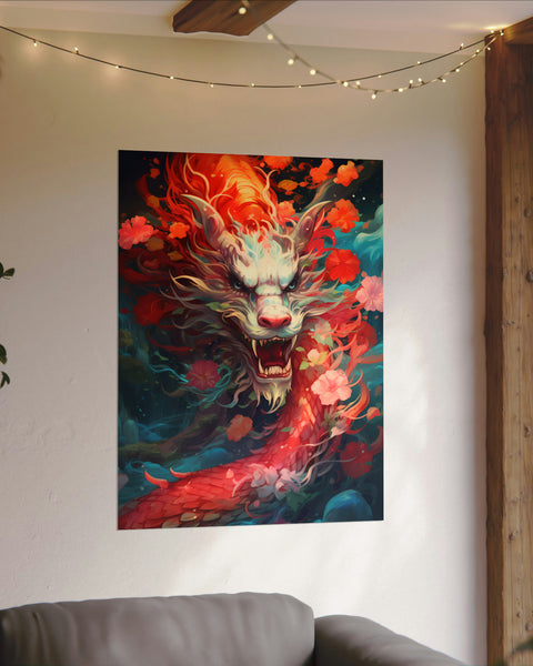 Chiwen Dragon of the Deep Waters - Anime Watercolor Poster