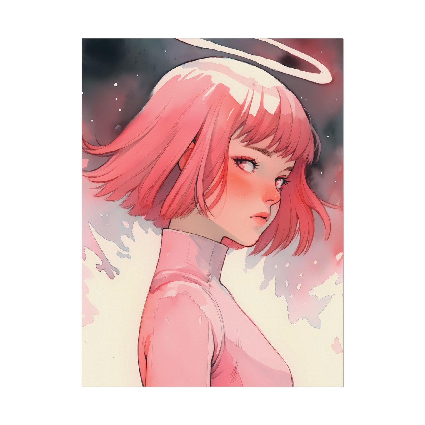 Rose Angel - Watercolor Anime Poster