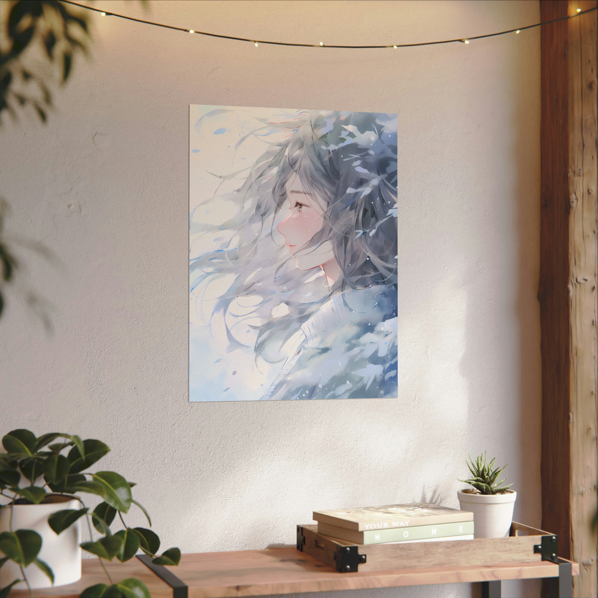 Fade Into Winter - Anime Watercolor Poster