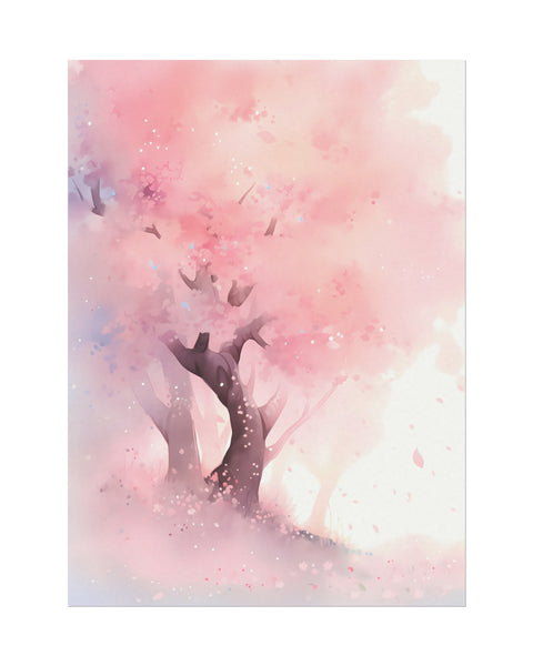 Cherry Blossom Hillside - Anime Watercolor Poster