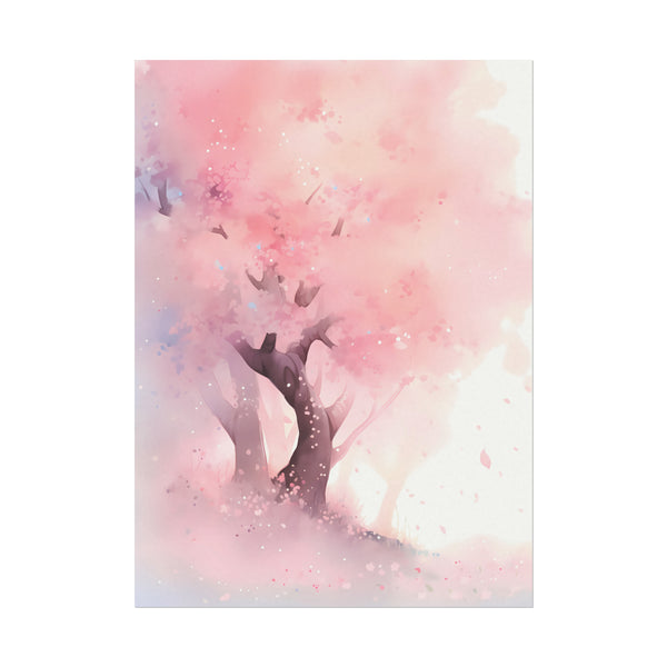 Cherry Blossom Hillside - Anime Watercolor Poster