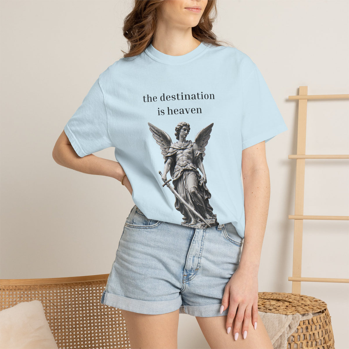 The Destination Is Heaven - Angel Statue Graphic T-Shirt