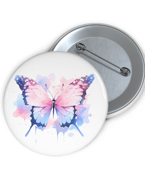 Painted Pastel Butterfly Button Pin