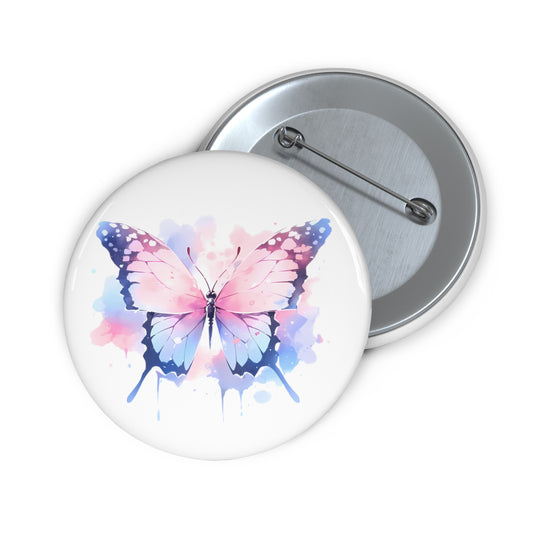 Painted Pastel Butterfly Button Pin