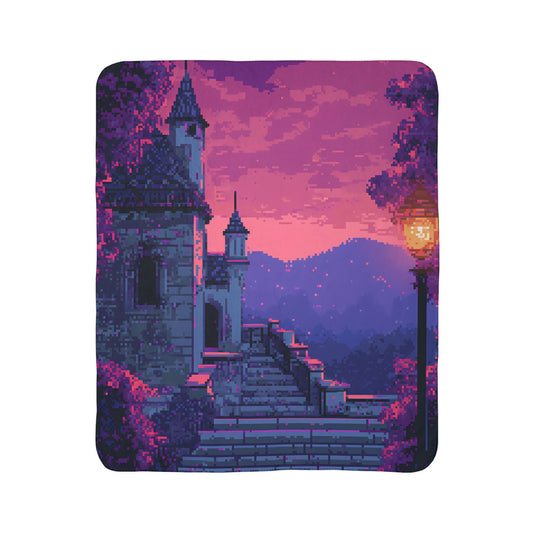 Pinnacle Manor - Pixel Art Sherpa Throw Blanket