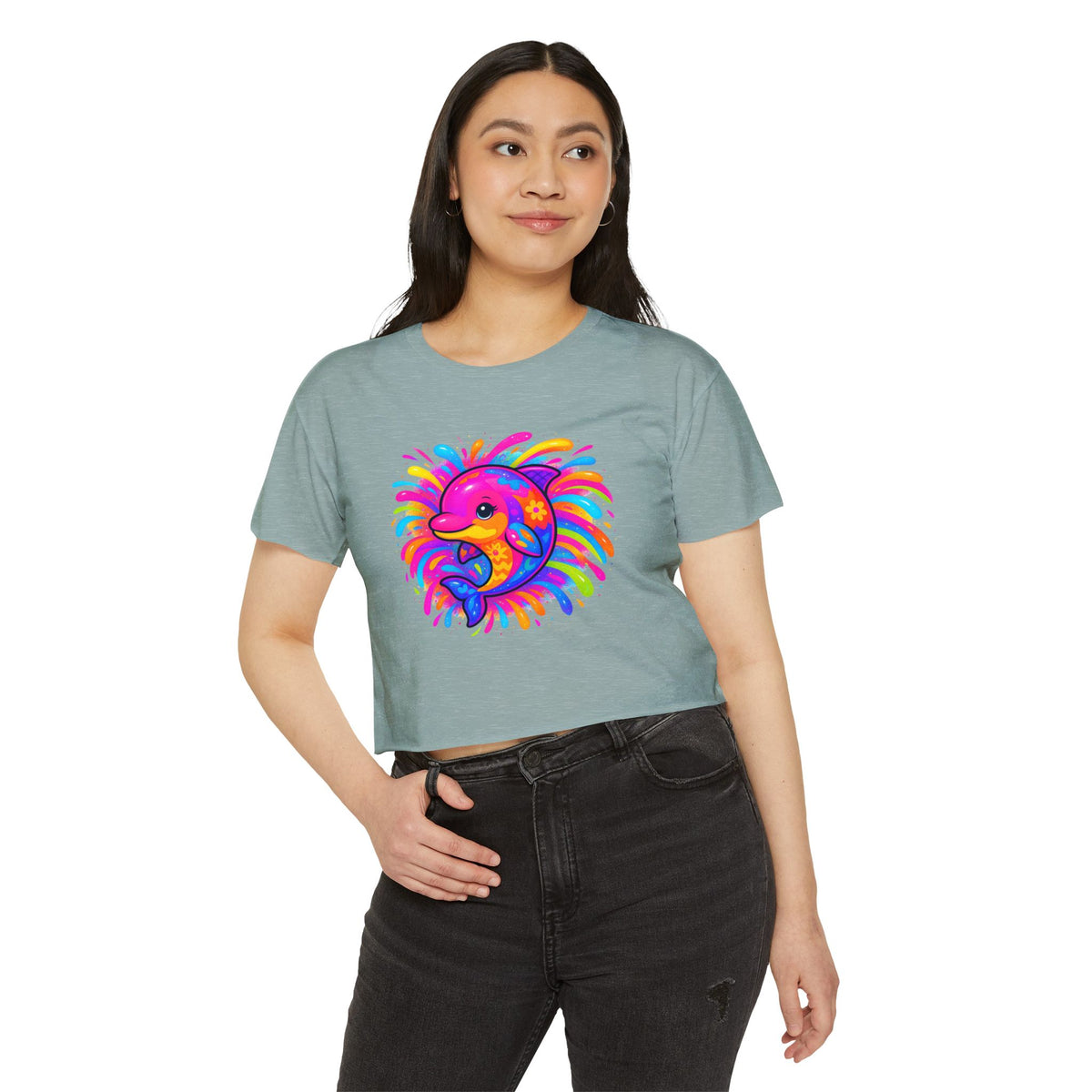 Painted Dolphin Summer Crop Top Tee