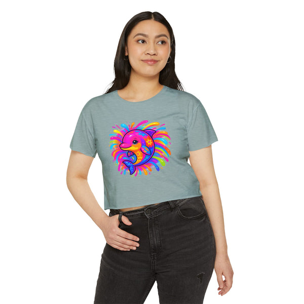 Painted Dolphin Summer Crop Top Tee
