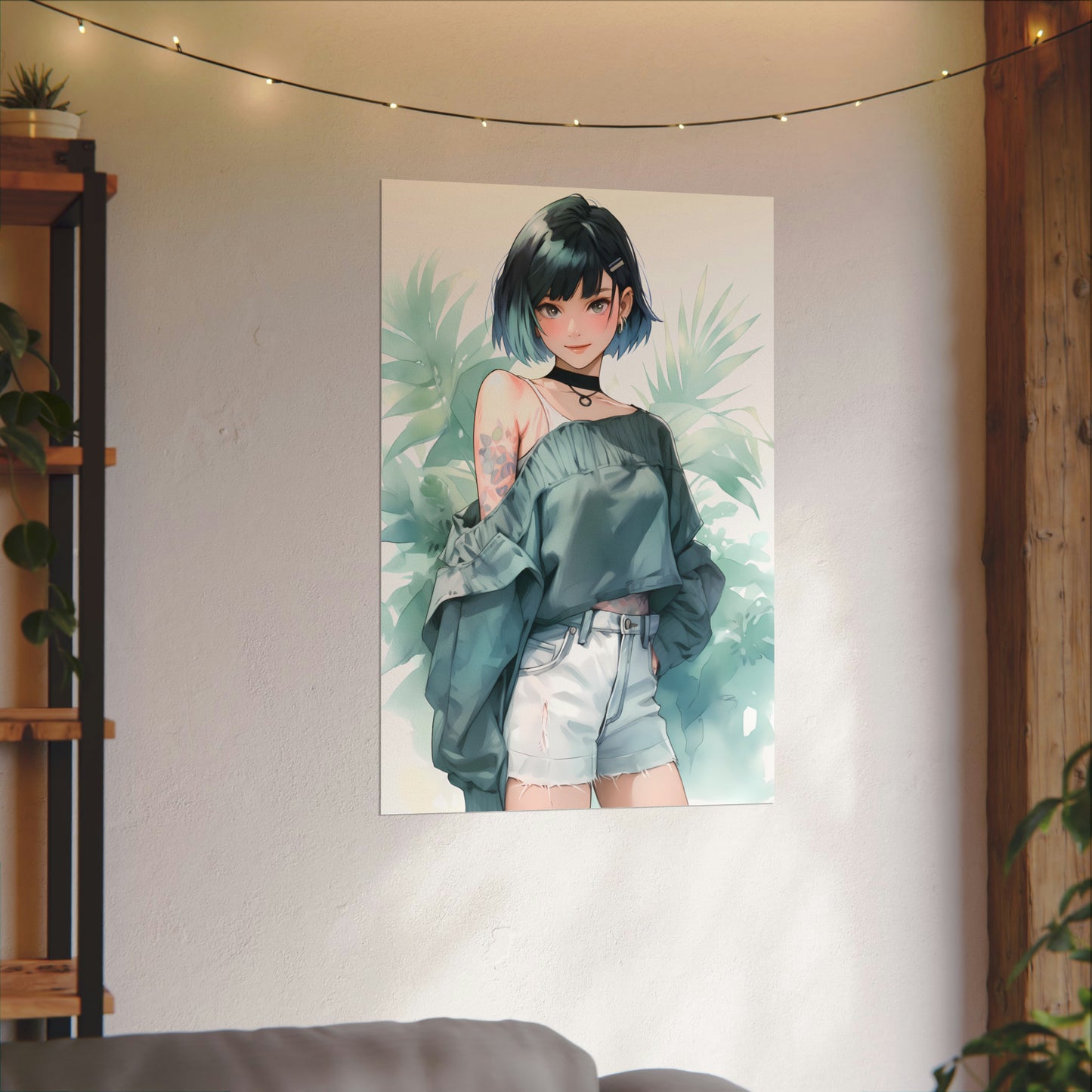 Verdant Escape - Anime Girl Watercolor Poster