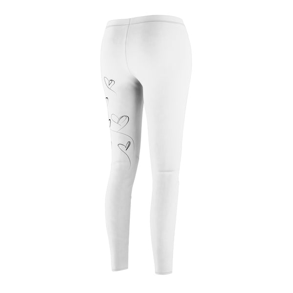 Sketchbook Hearts - Cute White Leggings