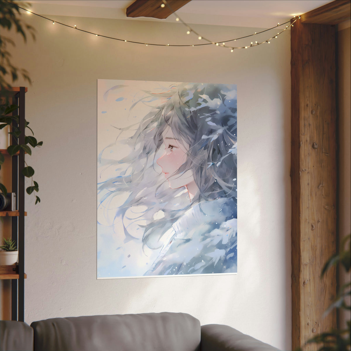 Fade Into Winter - Anime Watercolor Poster