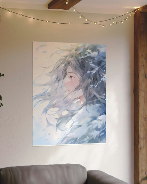 Fade Into Winter - Anime Watercolor Poster