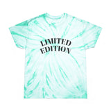 Tie-dye t-shirt with 'LIMITED EDITION' text on a white background