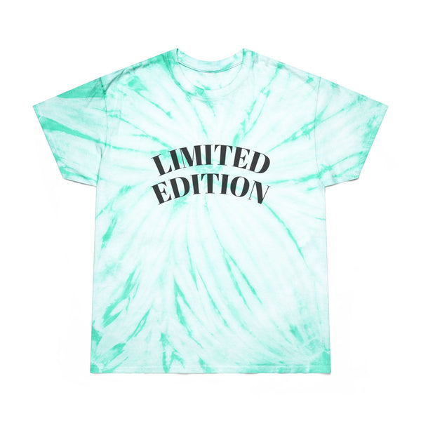 Tie-dye t-shirt with 'LIMITED EDITION' text on a white background