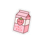 Anime-style strawberry milk carton sticker with a cute strawberry on a white background
