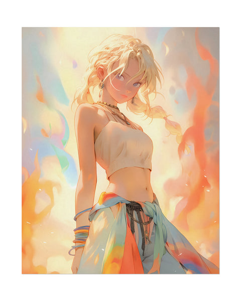 Flame of Sphaerah - Anime Girl Watercolor Poster