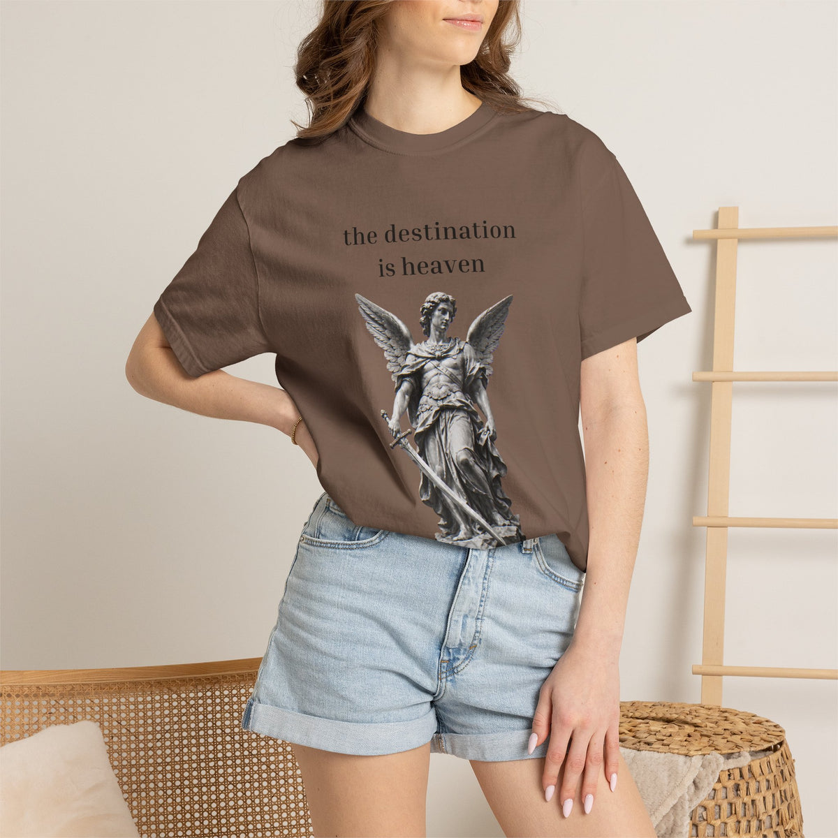 The Destination Is Heaven - Angel Statue Graphic T-Shirt