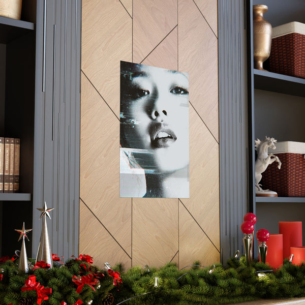 White Reflection - Glitched Fashion Model Portrait Poster