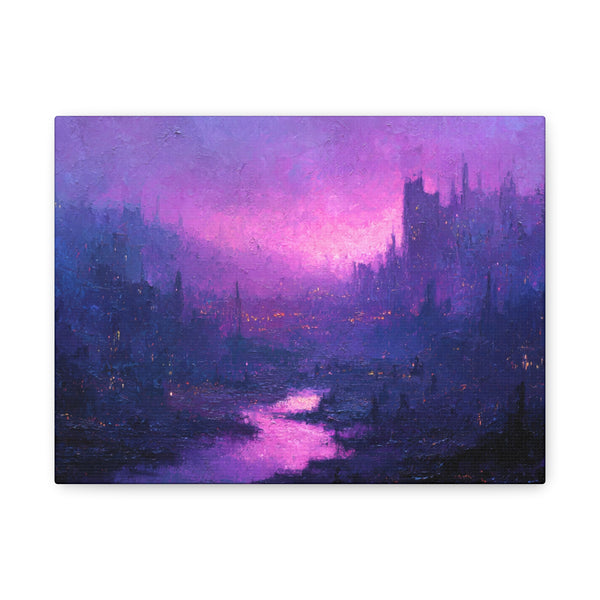 Violet City - Textured Fantasy Wall Art