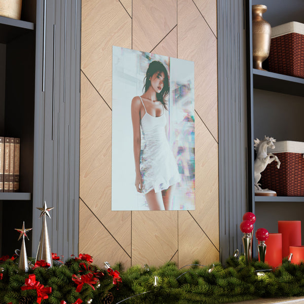 Cradled in Digital World - Dreamy Glitch Pinup Poster