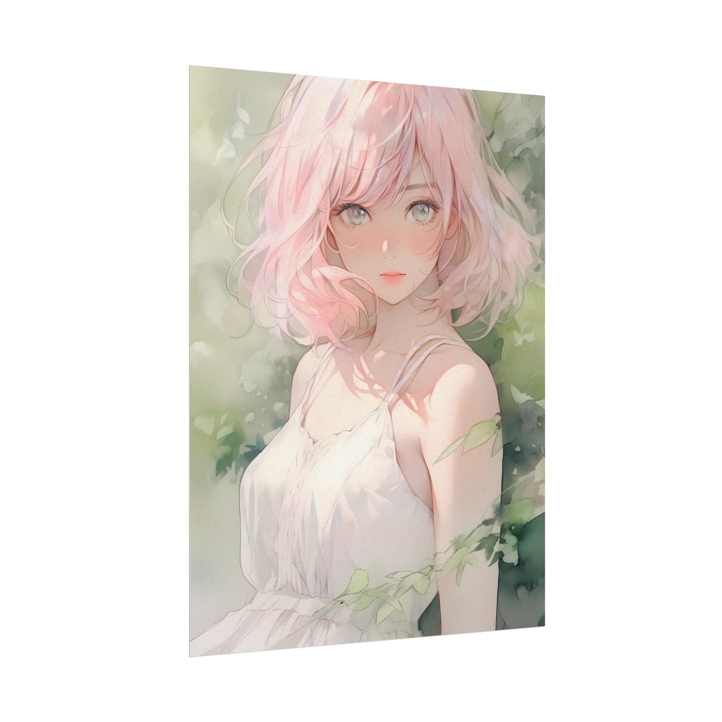 Spring Siren - Anime Girl Watercolor Poster