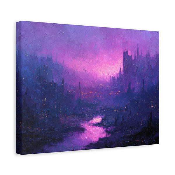 Violet City - Textured Fantasy Wall Art