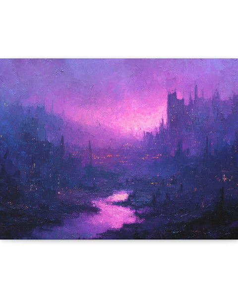 Violet City - Textured Fantasy Wall Art