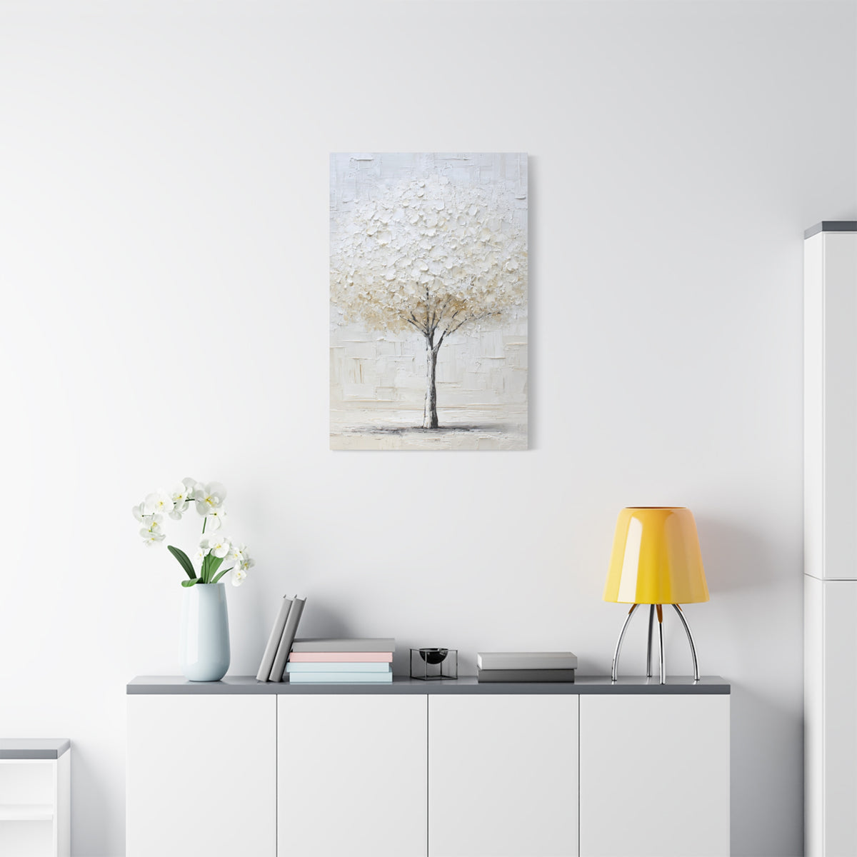 Momentary Flowering  - Textured White Tree Wall Art