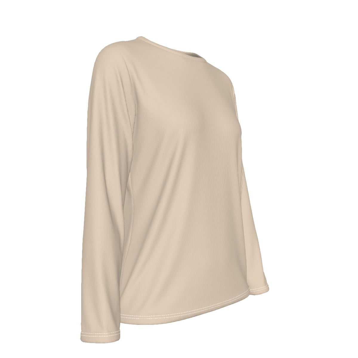 Beige Long Sleeve T-Shirt Casual Fit - Heart Circle
