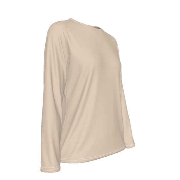Beige Long Sleeve T-Shirt Casual Fit - Heart Circle