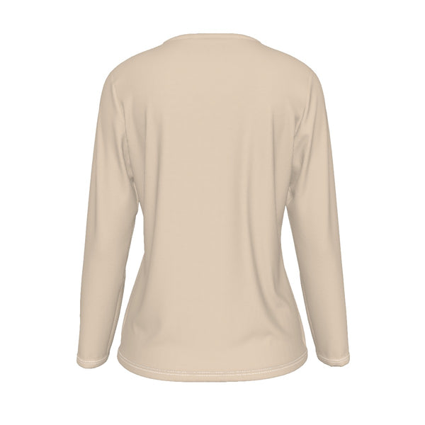 Beige Long Sleeve T-Shirt Casual Fit - Heart Circle