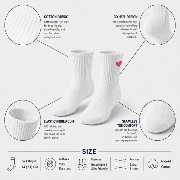 Two Hearts - Cute Embroidered Socks