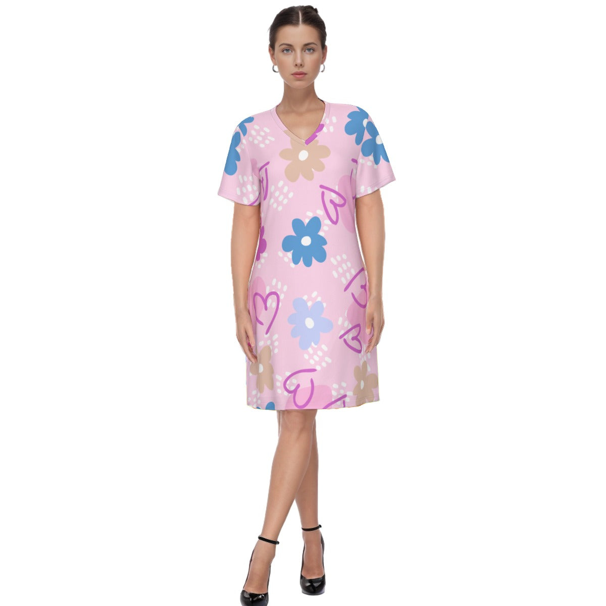 Summer of Love - Cotton V-Neck T-Shirt Dress