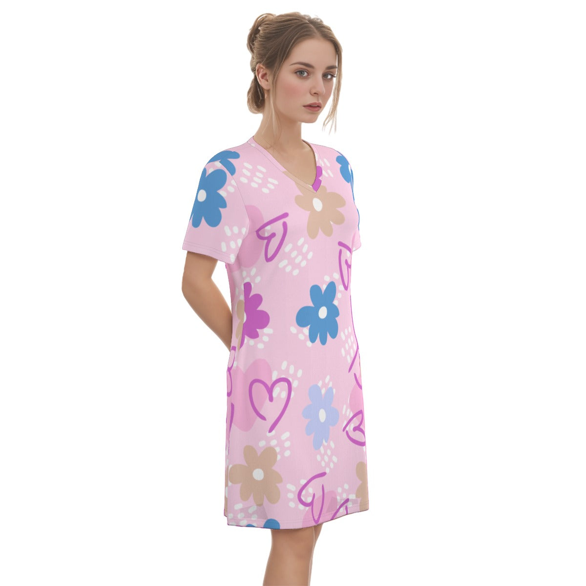 Summer of Love - Cotton V-Neck T-Shirt Dress