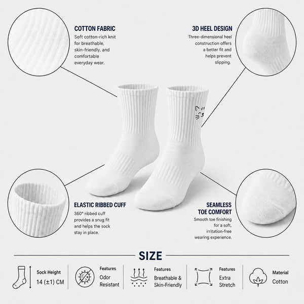 Eye Smile - Cute Embroidered Socks