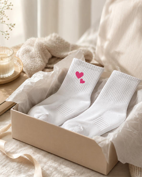 Two Hearts - Cute Embroidered Socks