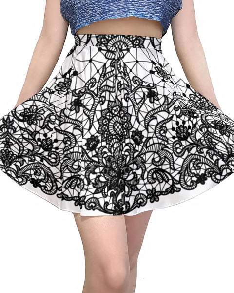 Nocturne Fractals - Cute Skater Skirt