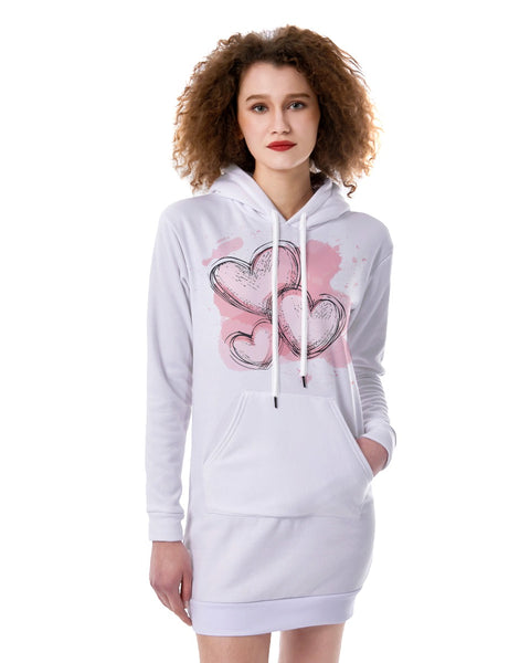 Heartbeats - Cute Fleece Tunic Hoodie
