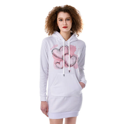 Heartbeats - Cute Fleece Tunic Hoodie