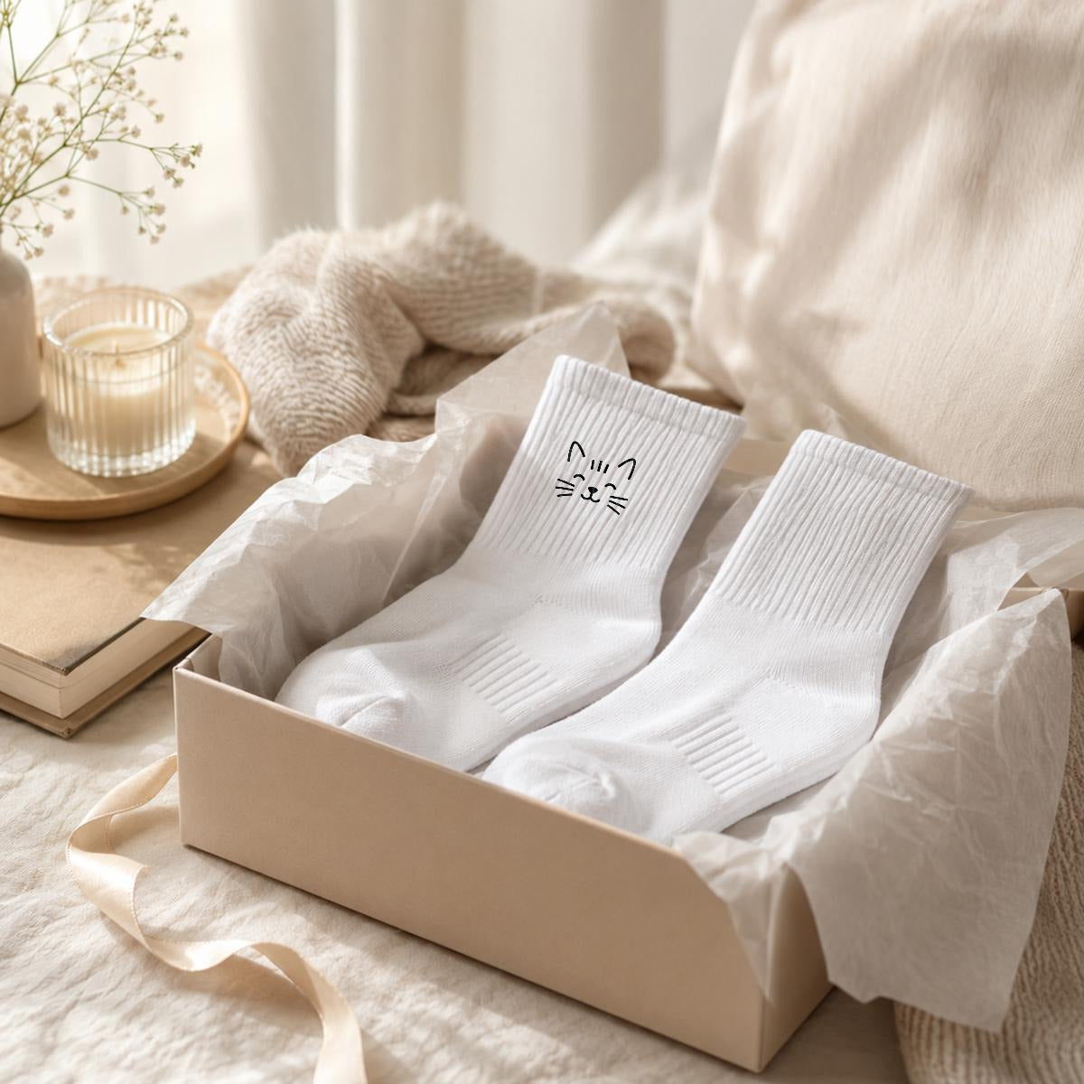 Eye Smile - Cute Embroidered Socks