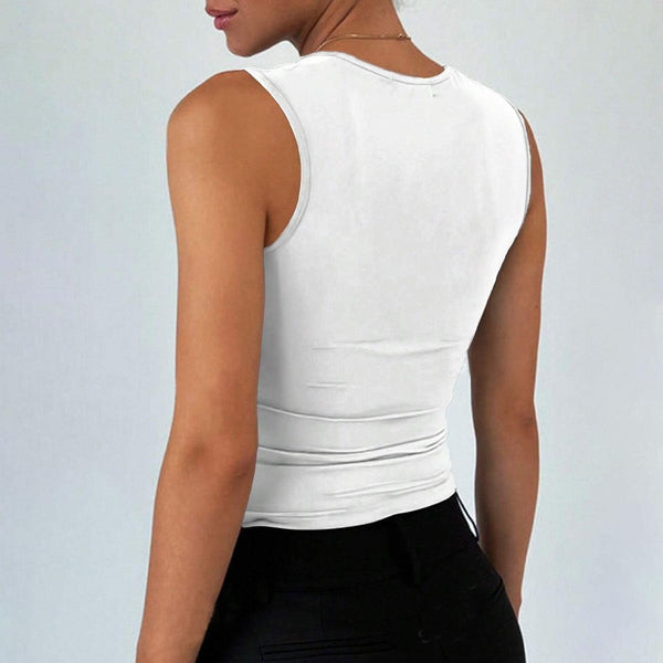 Miracle World White Square Neck Tank Top