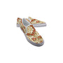 Slip-on sneakers with floral pattern on a white background