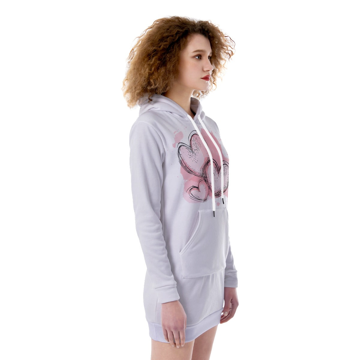 Heartbeats - Cute Fleece Tunic Hoodie