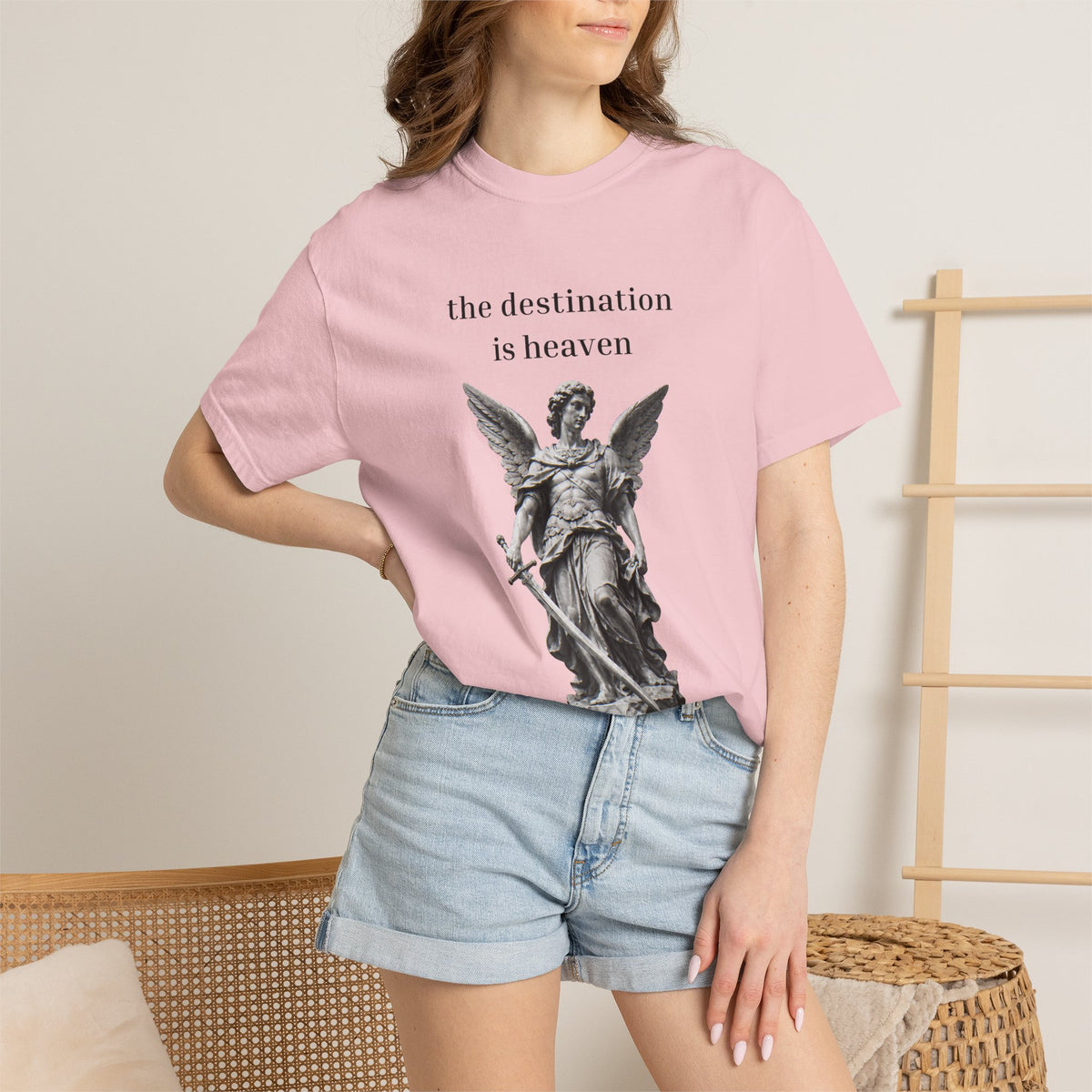 The Destination Is Heaven - Angel Statue Graphic T-Shirt