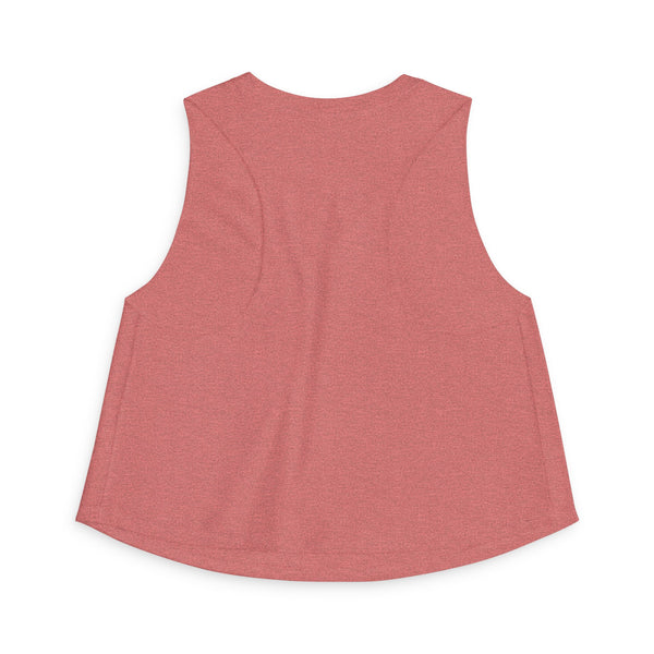 Back view of a pink sleeveless top on a white background