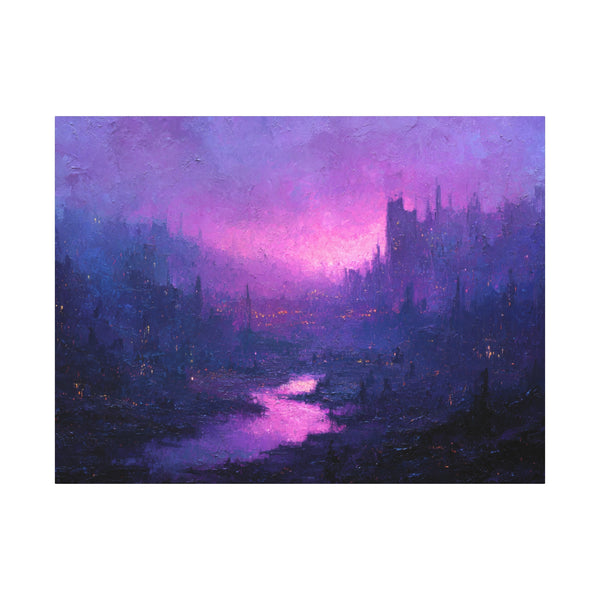 Violet City - Textured Fantasy Wall Art