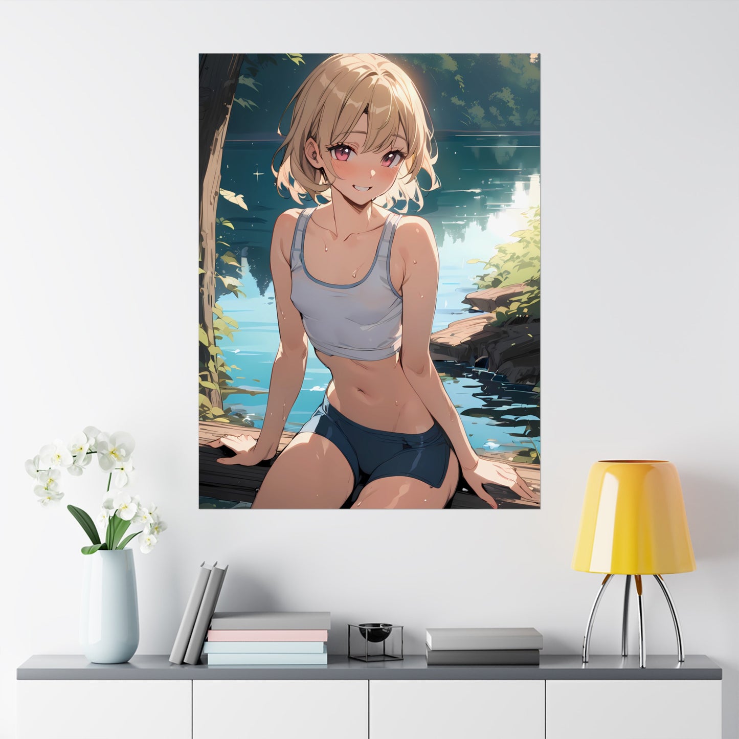 Summer Crush by the Lake - Anime Girl Poster