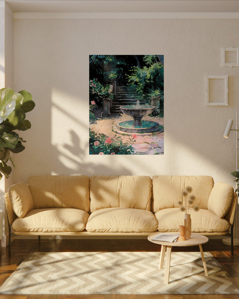 Healing Fountain - Anime Watercolor Poster
